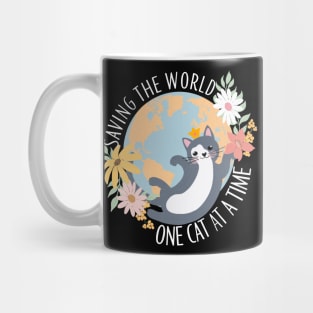 Saving The World One Cat At A Time Cat Rescuer Mug